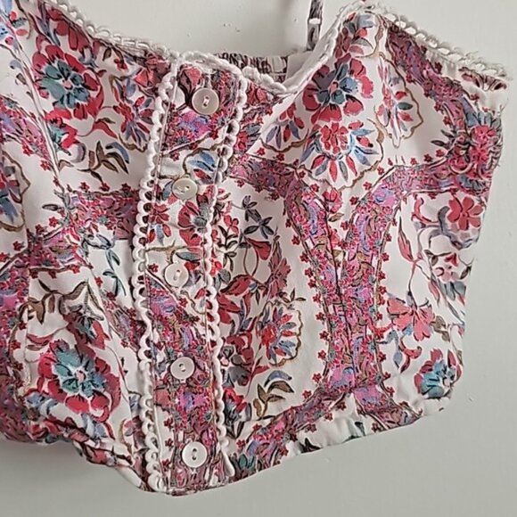 Set DRA Los Angeles cottonlinen floral button smocked long crop and midi skirt - Picture 3 of 10